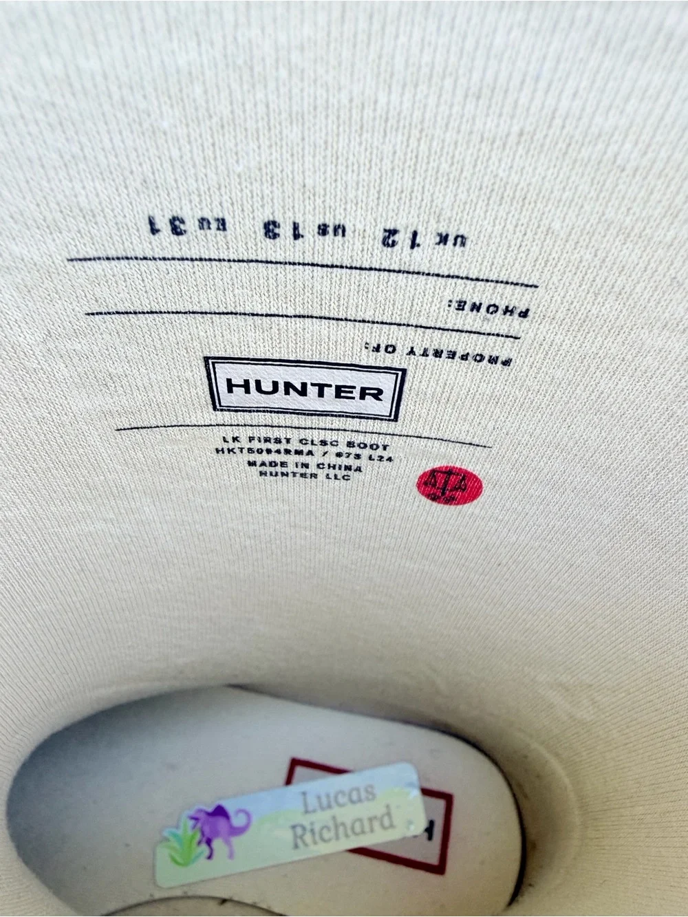 Hunter Kids First Classic Shark Print Rain Boots White Yellow Size